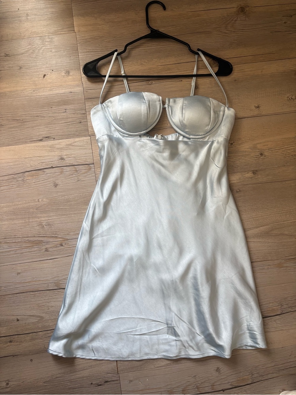 Hello Molly Silver Satin Bustier Mini Dress